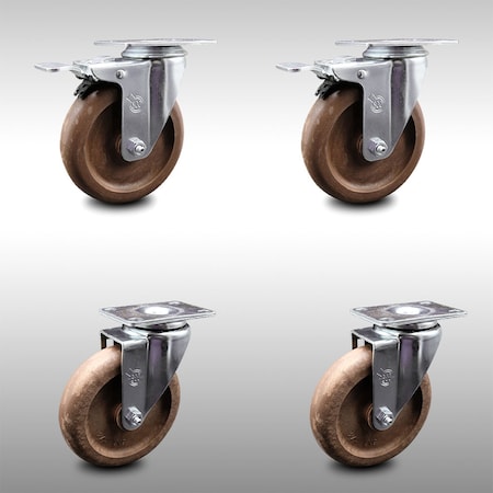 Service Caster 5 Inch SS High Temp Glass Filled Nylon Top Plate Caster Total Lock Brakes, 2PK SCC-SSTTL20S514-GFNSHT-2-S-2